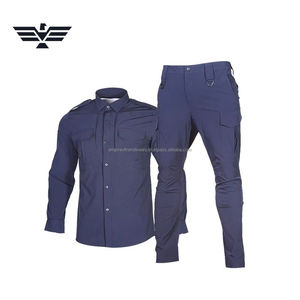 Conjunto de Uniforme Laboral para Hombre, Camisa de Trabajo y Pantalones Cargo de Poliéster/Algodón Resistentes (Colores Sólidos para Todas las Temporadas) - Product Image 2