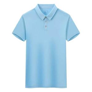 Polo à manches courtes pour homme, couleur unie, col chemise, bouton décontracté, logo brodé personnalisé OEM - Product Image 4