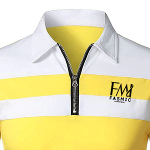 Men's Casual Anti-Wrinkle <b>Long</b> <b>Sleeve</b> Golf for Polo <b>T</b>-<b>Shirts</b> 100% Cotton <b>with</b> Custom Patches Zipper Stripe and Solid Pattern - Product Image 3