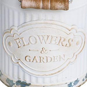 <b>White</b> Rustic Farmhouse Metal Flower <b>Vase</b> Country-Style Storage <b>Jug</b> with Iron Material Basket for Artificial Flowers - Product Image 4