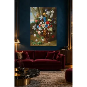 Bouquet de fleurs classique Fida dans un vase en bronze gaufré, impression sur toile - Product Image 3