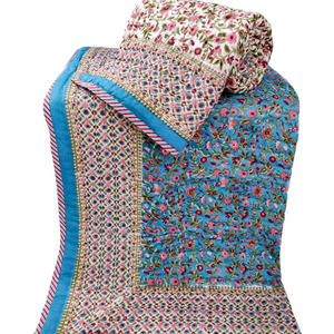 Couette de lit de reine taille 100% coton réversible faite à la main, confortable, légère et traditionnelle, fabriquée à la main - Product Image 1