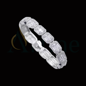 Brazalete de Tenis Unisex de Lujo Estilo Hip Hop Ajustable con Incrustaciones de Moissanita en Bisel, Chapado en Oro Rosa sobre Plata de Ley - Product Image 1