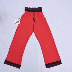 Unisex Mid-Waist <b>Drawstring</b> Straight Wide-Leg Pants Oversized French Terry Flared <b>Trouser</b> Distressed High Quality Lightweight - Product Image 2