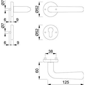 Helsingborg ชุดเตาผิงสแตนเลส PZ DIN ซ้าย/ขวา /d E1730Z/17KV/17KVS hoppe Rosette โมเดล F69 - Product Image 1