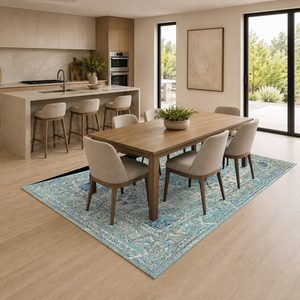 Tapis de salon en chenille antidérapant, imprimé numérique effet marbre multicolore neutre, lavable en machine, vente en gros RUGS DEPOT LXDP-0178 - Product Image 4
