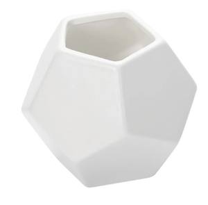 Vase Art Déco Géométrique en Aluminium Fait à la Main à Facettes, Blanc Mat, Pièce Maîtresse de Table Décorative pour la Maison - Product Image 5