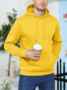 Sudaderas Casuales de Invierno para Hombre, Color Sólido, Moda, Corte Regular, 100% Algodón, Felpa, Ecológicas, Transpirables - Product Image 4