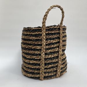 High Quality Handmade Seagrass <b>Basket</b> with Stripe Pattern MS195 Best Price <b>for</b> Bathroom Kitchen Laundry Clothing Use Wholesale - Product Image 3
