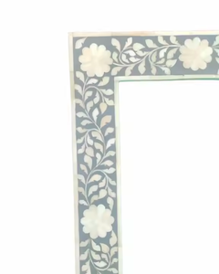Bone <b>Mirror</b> 30 Inch Round Artisanal Home Accent Natural Bone Inlay <b>Mirror</b> by crescent <b>crafts</b> - Product Image 4
