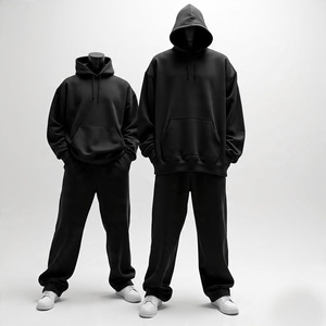 Survêtements décontractés à capuche grande taille, ensemble 2 pièces personnalisé, en molleton de coton épais, pour la course et le fitness, collection automne - Product Image 2