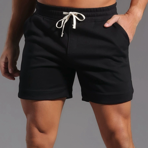 Nouveauté 2026 Shorts de sport pour homme couleur unie tendance avec cordon de serrage et poche zippée, décontractés, tricotés, respirants, service OEM - Product Image 2