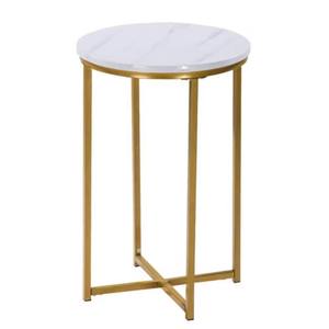 Modern Round Wooden Coffee <b>Table</b> with Metal <b>Leg</b> Set for Home Living Room Furniture - Product Image 5