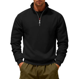 Sweat-shirt pour homme à col montant, demi-zip, coupe ample, en polaire japonaise lourde, logo personnalisé OEM, fabrication transfrontalière, hiver - Product Image 1