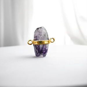 Rough Amethyst Gemstone Connector Jewelry DIY <b>Birthstone</b> <b>Necklace</b> Raw 12-14 MM Gemstone Connector Wholesale - Product Image 1