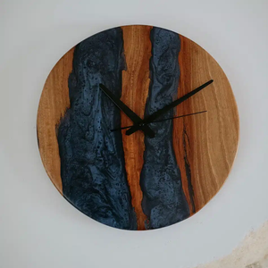 Regalo de inauguración de la casa Reloj de pared de resina epoxi de madera Atractivo Reloj de pared de resina de madera para el hogar Sala de estar Decorar artículo - Product Image 3