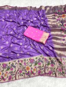 Auténtico Sari Paithani de seda Dola con tejido AllOver Zari y exquisito Pallu rico Ideal para ropa nupcial y festiva - Product Image 4