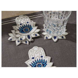 แผ่นรองแก้วลูกปัด ดีไซน์รูปทรงแปลกตา สีทองขาว ปิดคลุมเครื่องดื่ม แผ่นรองแก้วลูกปัด ของใช้สำหรับงานวันขอบคุณพระเจ้า - Product Image 6