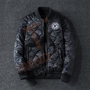 Chaqueta Bomber para Hombre, Abrigo Cortavientos de Otoño Invierno con Cuello Alto y Bordado de Letras - Product Image 3