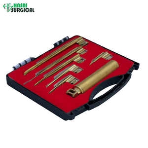 Nuevo Laringoscopio Manual de Fibra Óptica Hasni de Acero Inoxidable Quirúrgico, Color Dorado - Product Image 3