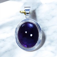 Nouveauté 2026 Pendentif en argent sterling 925 avec améthyste cabochon taille ovale sertie clos pour femme, bijoux fins, vente en gros