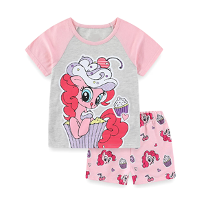 Vêtements d'été pour filles de haute qualité, ensemble imprimé en 2 pièces, design personnalisé, col rond, manches courtes, bébé, filles, 100% coton - Product Image 1