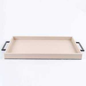 Nouveau plateau en cuir Design avec poignée décorative pour Table basse maison et bureau plateau en cuir pur utilisation de service - Product Image 4