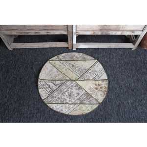 Tapis de 2,5 x 2,5 pieds, tapis turc vintage, tapis en laine vert patchwork - Product Image 1