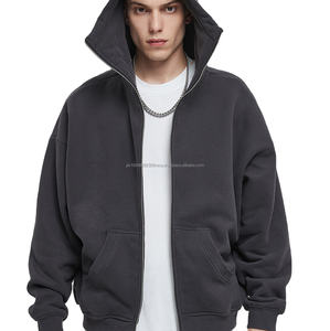 เสื้อฮู้ดดี้ผ้าฝ้ายเรียบๆ สกรีนโลโก้เองได้ ไม่มีเชือก ทรงบ็อกซี่ สไตล์วินเทจ ไหล่ตก - Product Image 1