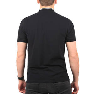 Col bombardier noir pour hommes sur mesure pour polo couleur unie respirant et grande taille décontracté Style d'affaires printemps automne - Product Image 3