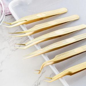 Pince à cils antistatique professionnelle en acier inoxydable Super dur de haute précision pointe arrondie pour faux cils - Product Image 5