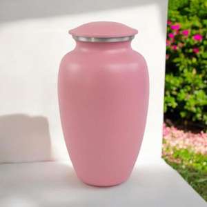 Urna de cremación rosa sencilla para cenizas, regalos para ceremonia funeraria femenina, urnas de cremación de metal a precio económico, proveedor de artículos funerarios - Product Image 1