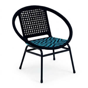 Green Outdoor <b>Dining</b> <b>Armchair</b> Aluminium Frame Synthetic Rope Webbing Cartenza Fabric Cushion Patio Setup Art Design Decor - Product Image 1