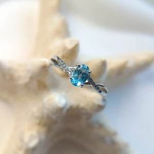 Bague en pierre de topaze bleue suisse de Style romantique Design Unique en argent Sterling massif 925 à la mode cadeau de fête de fiançailles de mariage classique - Product Image 1