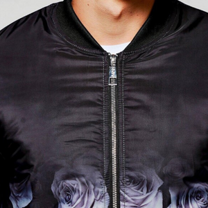 Chaqueta de invierno de béisbol de bombardero de satén para hombre hecha a medida con chaqueta de sublimación de cuello levantado - Product Image 5