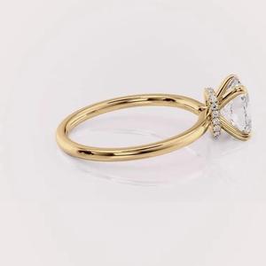 IGI Certified Radiant Shape Lab Created Diamond Engagement <b>Ring</b> 14K Rose / White & Yellow Gold Hidden Halo Bridal <b>Ring</b> - Product Image 4
