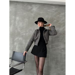 Abrigo de Invierno para Mujer TOPSHOW, Color Marrón Claro, con Botones, Mezcla de Poliéster y Fieltro, Chaqueta Casual de Manga Larga y Cálida - Product Image 4