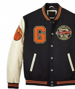 Chaqueta Universitaria Vintage de Calle para Hombre |   Sudadera con Capucha de Invierno 100% Algodón con Mezcla de Lana, Mangas de Poliéster, Cuello Alto y Logotipo Frontal - Product Image 5