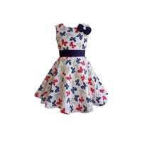 Robe de soirée décontractée pour enfants, sans manches, motif floral, respirante, écologique, en satin, coupe midi trapèze, dernière collection, vente en gros