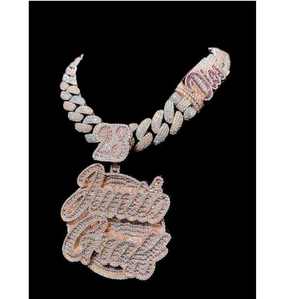 Collier Pendentif Hip Hop en Moissanite Argentée de Qualité Supérieure, Coupe Ronde Brillante, Sertissage Durable, pour Hommes et Femmes, Idéal pour un Usage à Long Terme et les Cadeaux - Product Image 1