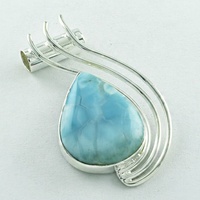 Larimar Edelstein-Anhänger 925 Sterling Silber Trendiger Unisex Indischer Schmuck