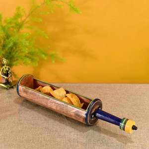 Bandeja de Madera Sostenible Hecha a Mano, Bandeja de Aperitivos de Lacado |   Tazón Decorativo Ecológico Único para Papas Fritas - Product Image 1
