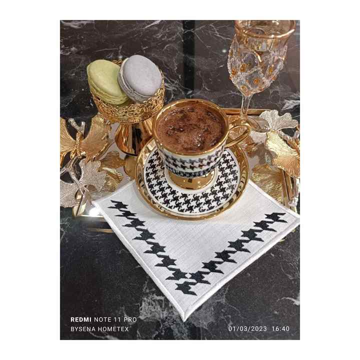 Goose Feet Patterned Cocktail and Coffee Serving Napkin 1 Piece Black Color
