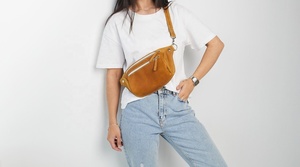 <b>Leather</b> Fanny Pack Shoulder Women Belt <b>Bag</b> <b>Men</b> Adjustable LCB-0096F - Product Image 4
