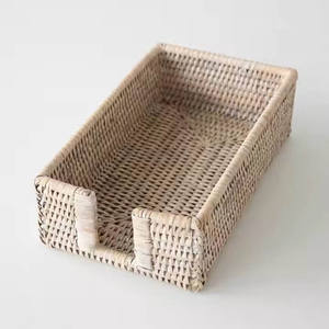 Soporte de caja de pañuelos de mimbre Soporte de papel de seda de ratán tejido a mano Mesa de decoración aceptada por OEM de la fábrica de Vietnam - Product Image 1