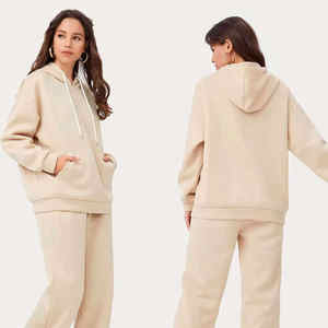 Ensemble de jogging de fitness avec logo personnalisé pour femmes vêtements d'entraînement surdimensionnés à manches longues 2 pièces à capuche pantalon de survêtement costume vêtements de sport d'automne - Product Image 5