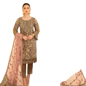 Traje Pakistaní con Dupatta de Georgette Pesada con Bordado de Mariposas para Venta al por Mayor - Product Image 2