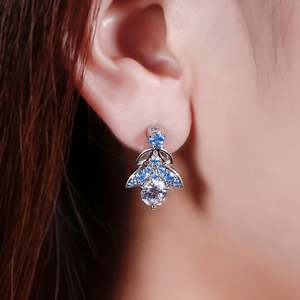 Boucles d'oreilles pendantes Jeulia Butterfly en argent sterling plaqué or rose avec zircon rond serti clos - Product Image 6
