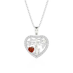 Jeulia Custom Mother & Child <b>Tree</b> of Life Heart <b>Necklace</b> with Moissanite Birthstone - Product Image 6