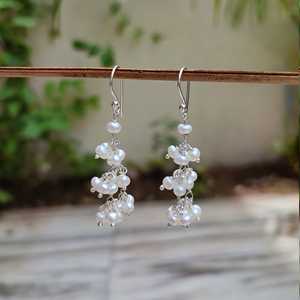 Handmade Freshwater Pearl <b>Dangle</b> Drop <b>Earrings</b> Bridal Sterling <b>Silver</b> <b>Earrings</b> - Product Image 6